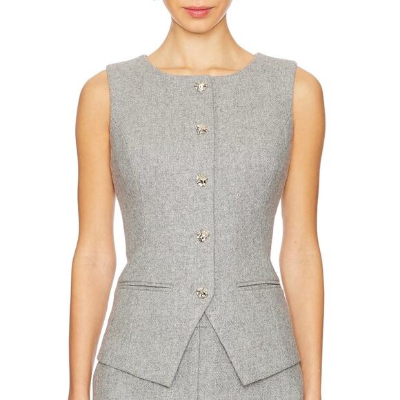 Line & Dot Jackets & Blazers - Line & Dot Grey Damson Vest Size S